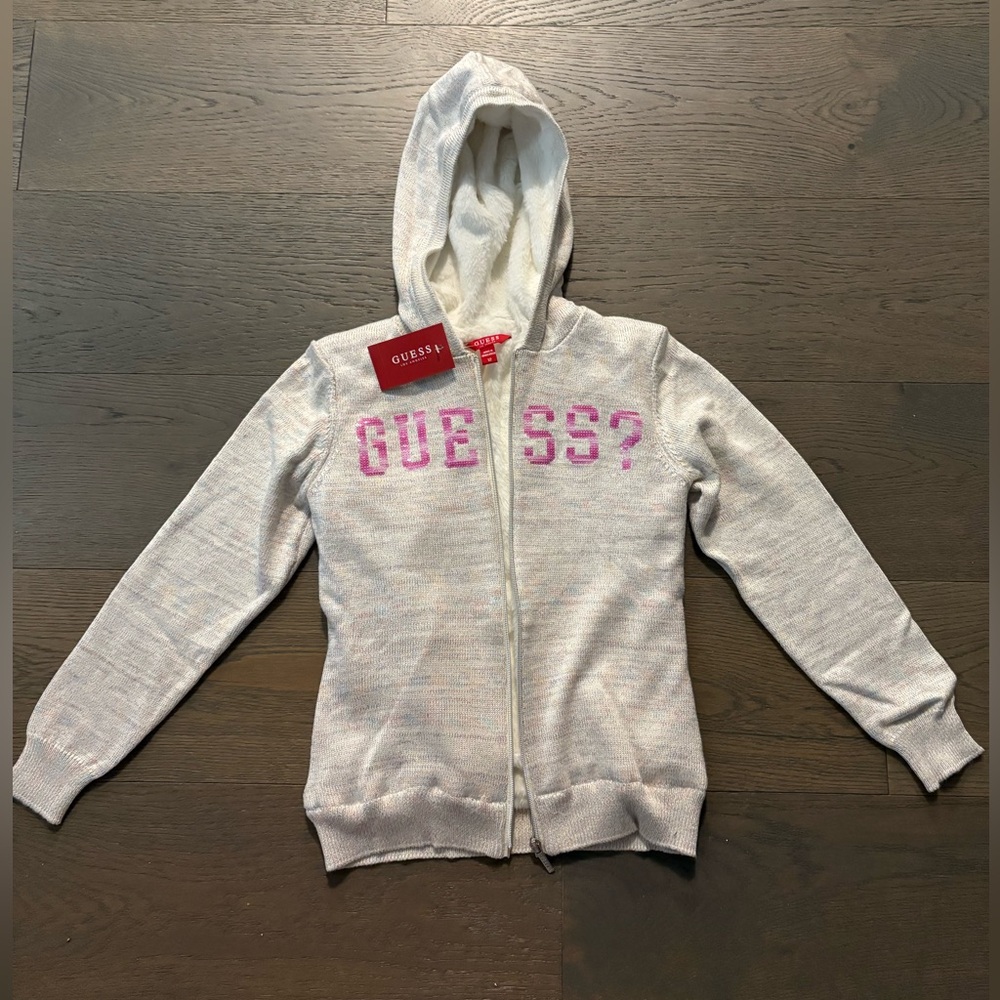 Guess girls youth cozy warm lining hoodie sz 12 NWT retail $125